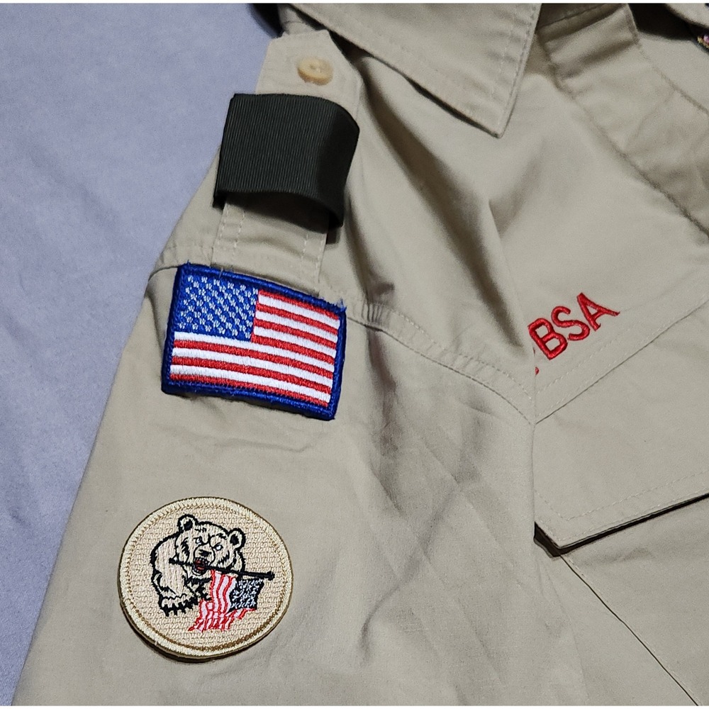 Boy Scouts of America BSA Ladies Small Khaki Short Sleeve Uniform Shirt Patches - Picture 3 of 6